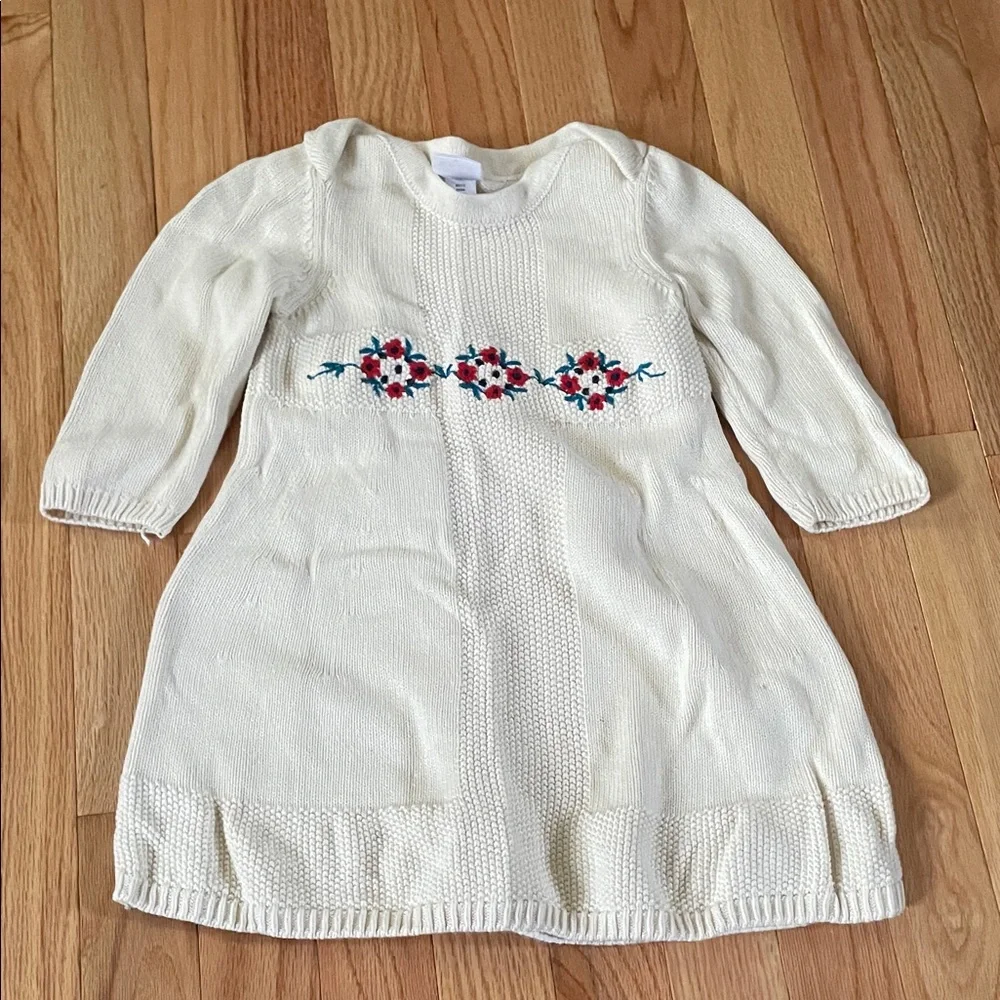 Hanna Andersson Cream Dress with Red Floral Design